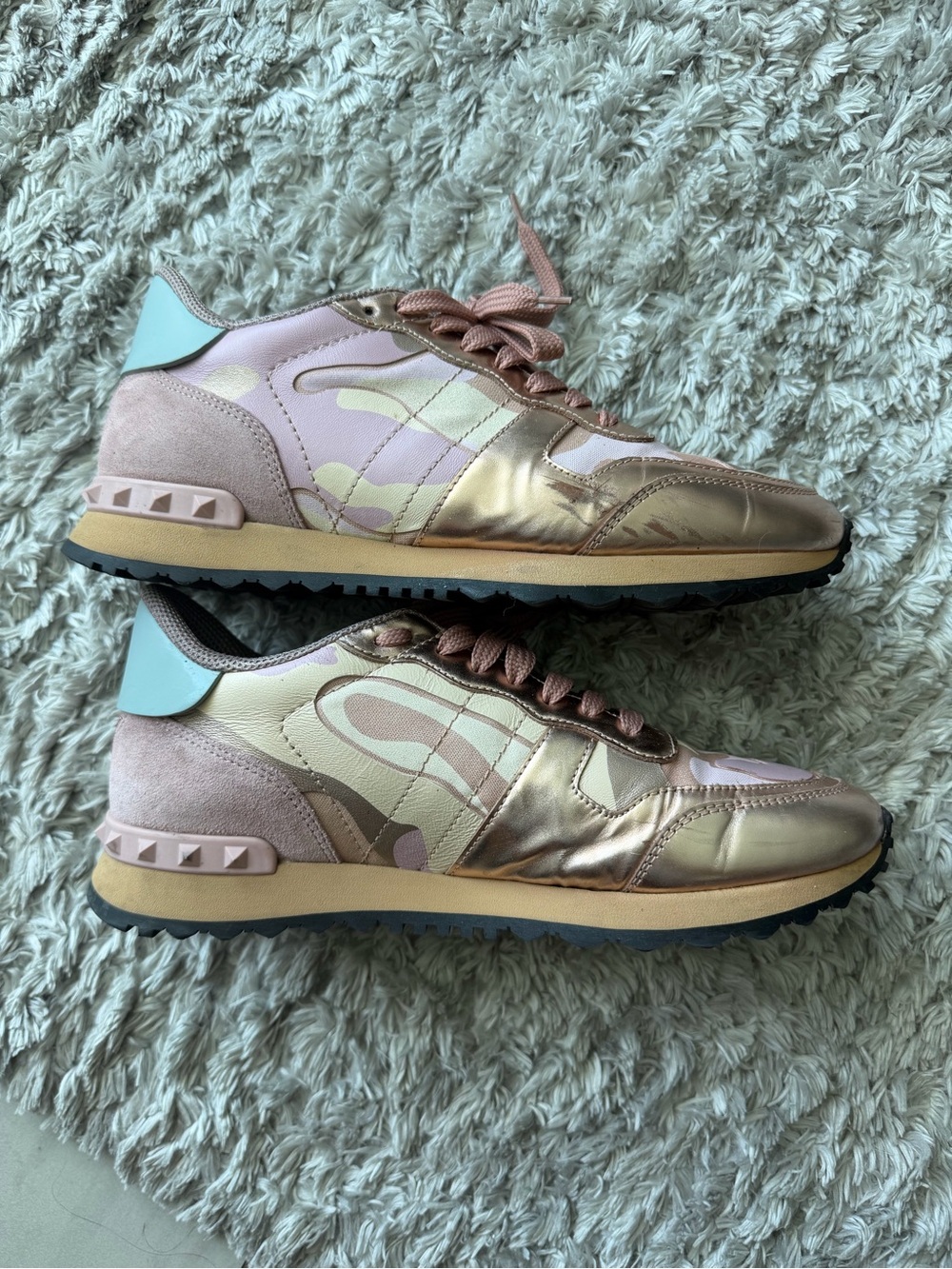 Valentino Rose Gold & Pink Camo Fashion Sneakers – Women’s Size 39 - Picture 3 of 7